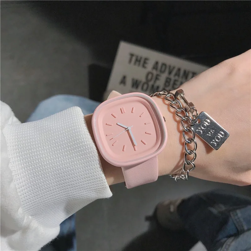 Fashion Simple Square Women Watches Casual Students Leather Band Quartz Watch