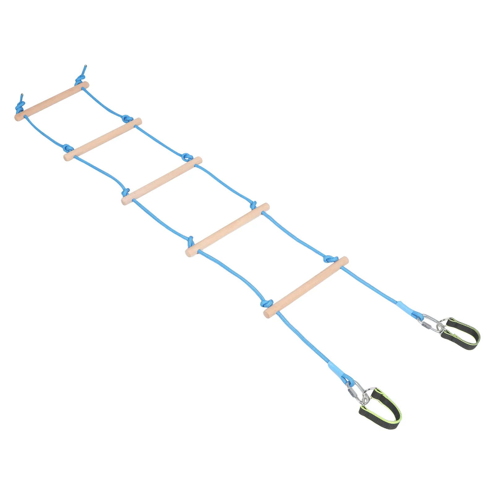

1 Set Wooden Climbing Ladder 5 Steps Durable Frame Soft Rope Design Indoor Outdoor Play Exercise Rope Ladder For
