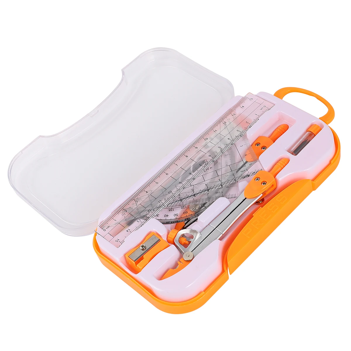 

Metal Compass Drawing Tool Geometry Kit Plastic Case Reusable Pouch Lightweight Math Ruler Set School Office Students