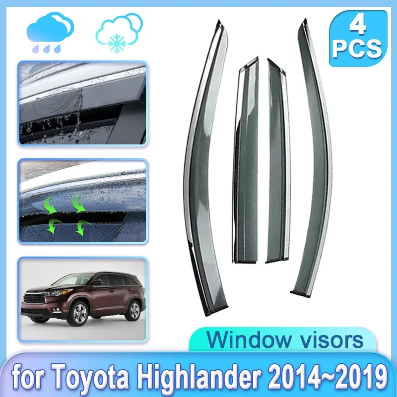 Car Window Door Visor For Toyota Highlander Kluger XU50 2014~2019 2017 2018 Moulding Guard Weathershield Door Visor Accessories