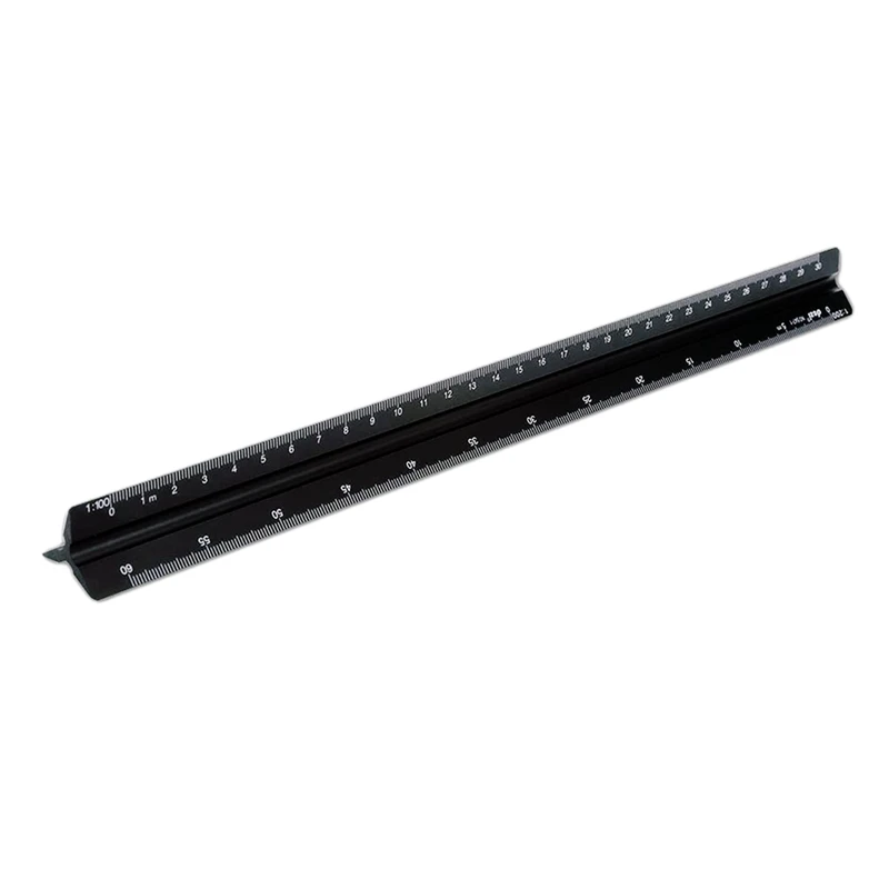 Hot-A39R-Architectural Ruler 30 Cm Aluminum Triangular Ruler Various Scales 1:20, 1:25, 1:50, 1:75, 1:100, 1:125 For Architects
