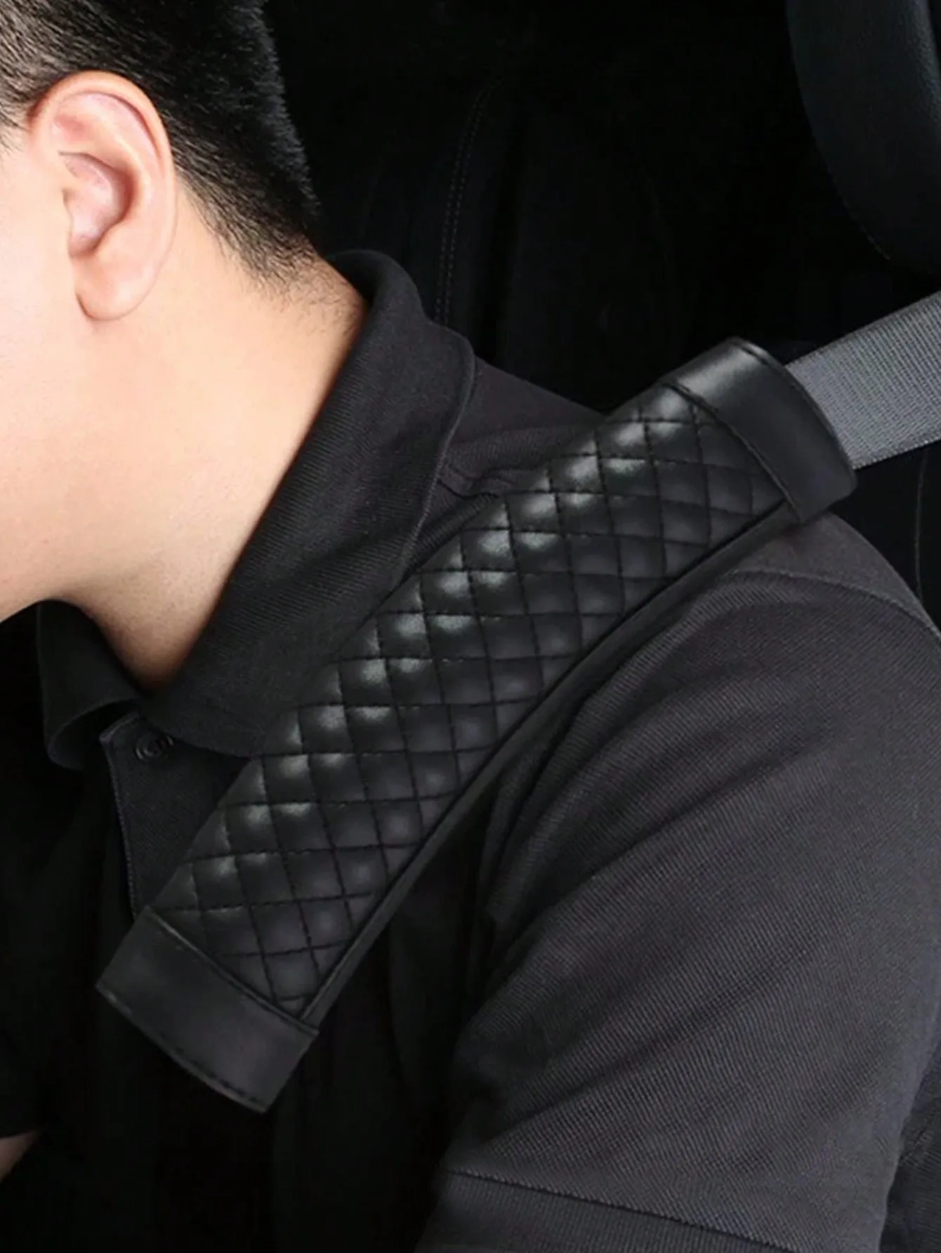 1pc/2pcs(23cm) Car Shoulder Protector Leather Embroidered Soft And Comfortable Car Seat Belt Protective Cover