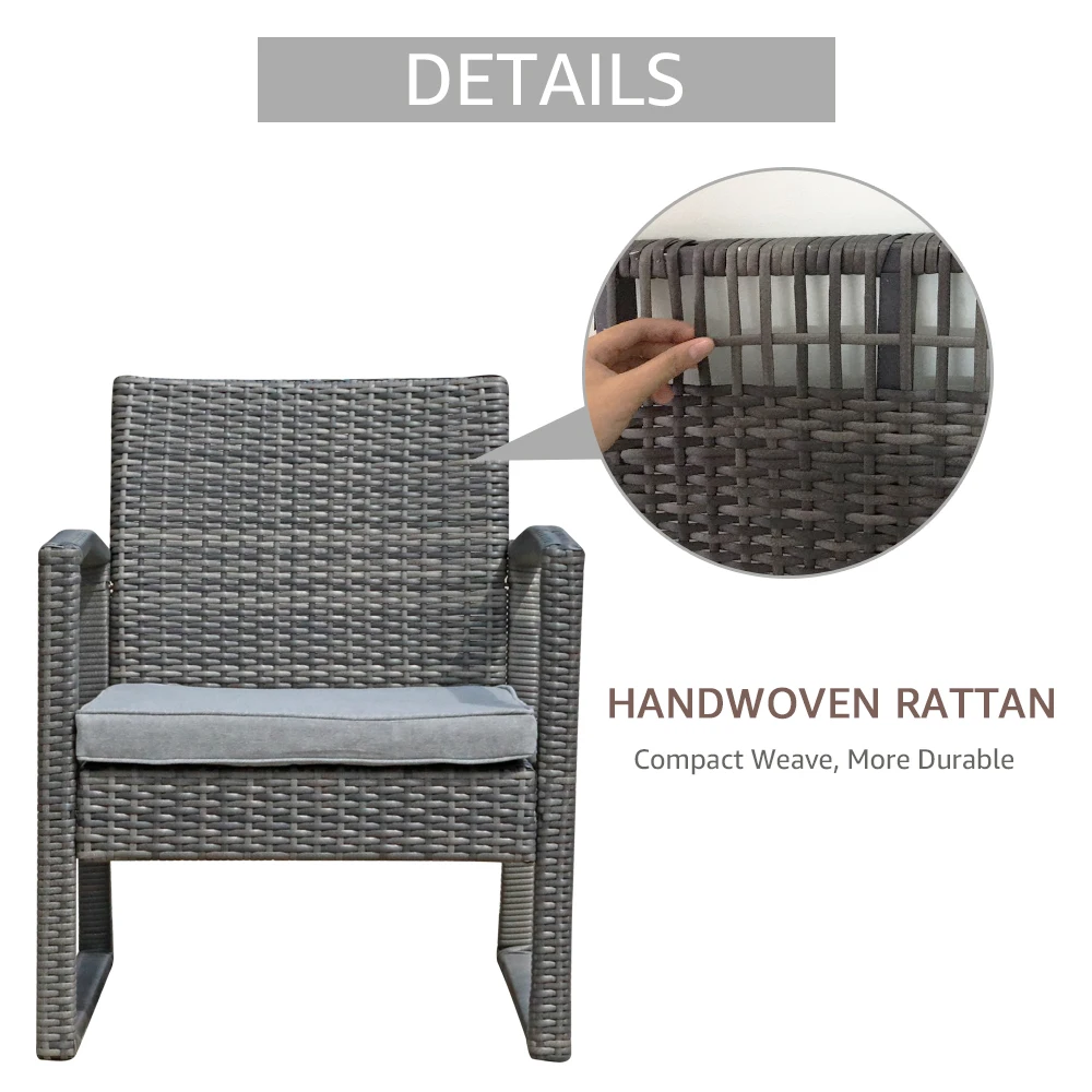 JARDINA 3PCS Outdoor Patio Furniture Set Outdoor Wicker Conversation Set Rattan Chair Set with Coffee Table