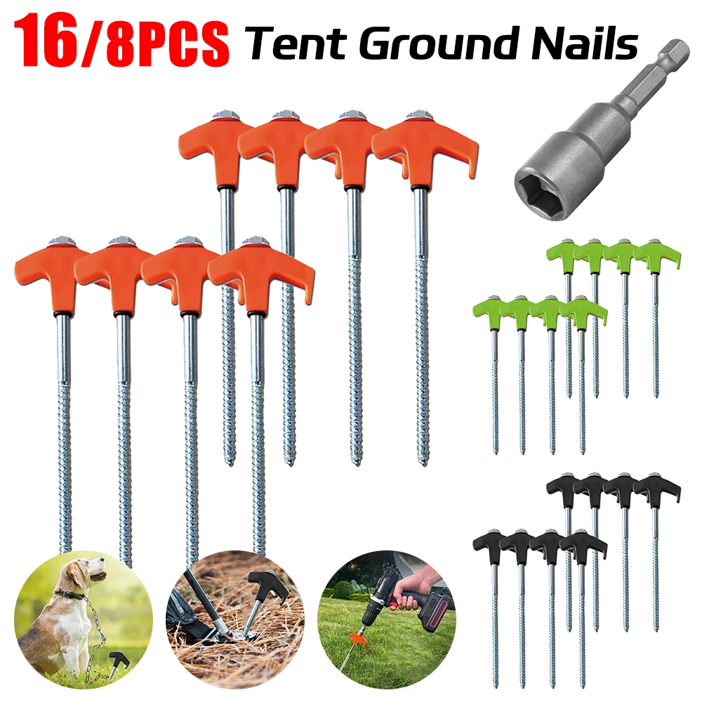 

Набор из 8 шуруповидных колышков для палатки с шестигранным наконечником, анкеры для крепления к земле, колышки для кемпинга, винтовые колышки для палаток