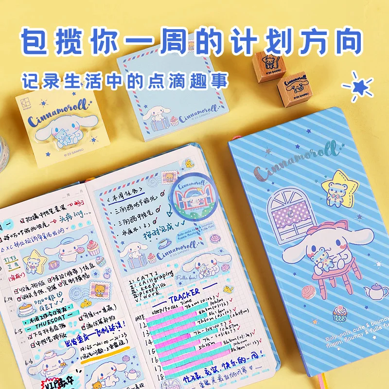 Kinbor Weekly Planner Set, Sanrio Kawaii Cartoon Undated Journal Notebook Aesthetic Sketch Book, Girls Hand Ledger Kit Souvenirs