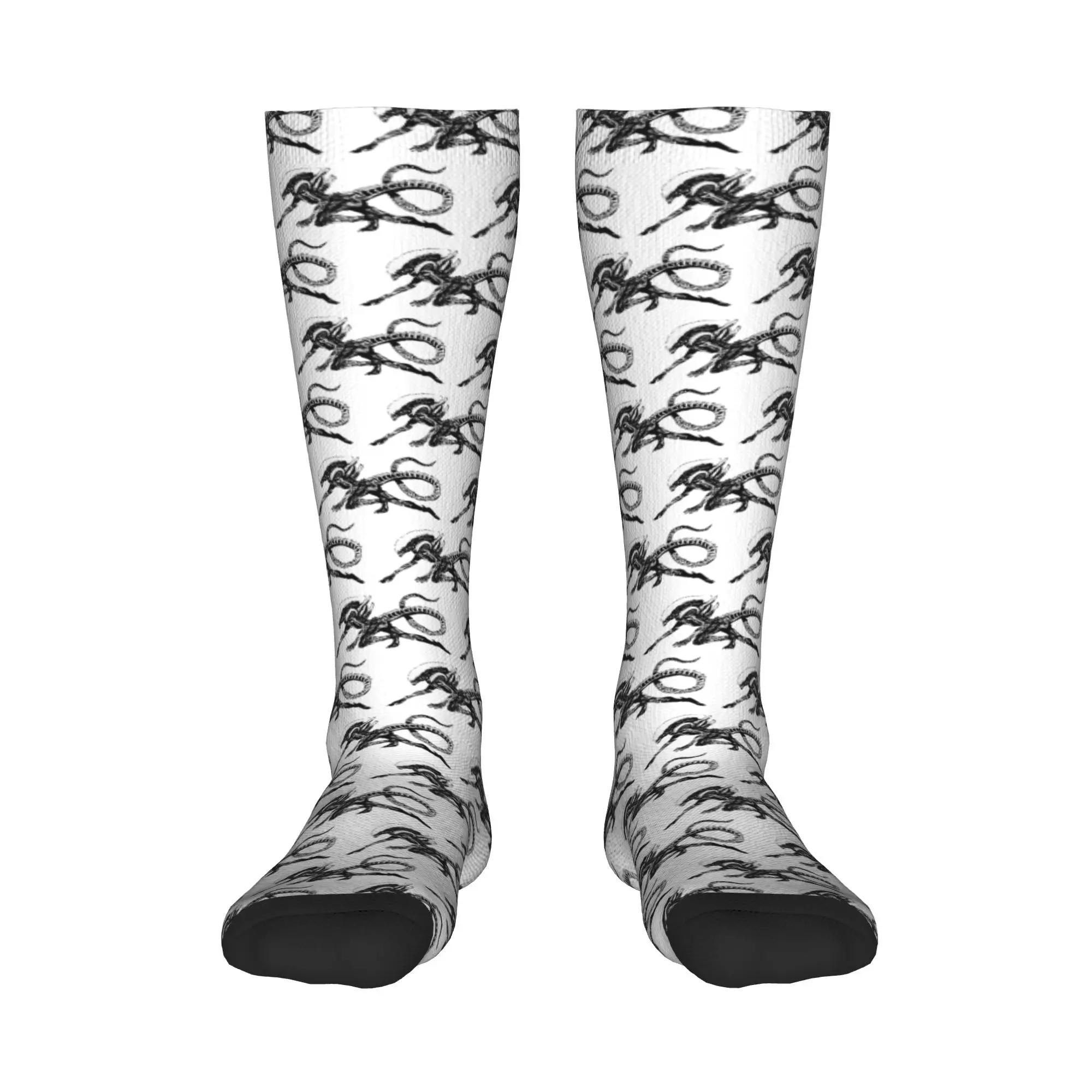 All Seasons Crew Stockings Xenomorph Alien Movie Socks Harajuku Fashion Hip Hop Long Socks Accessories for Men Women Christmas