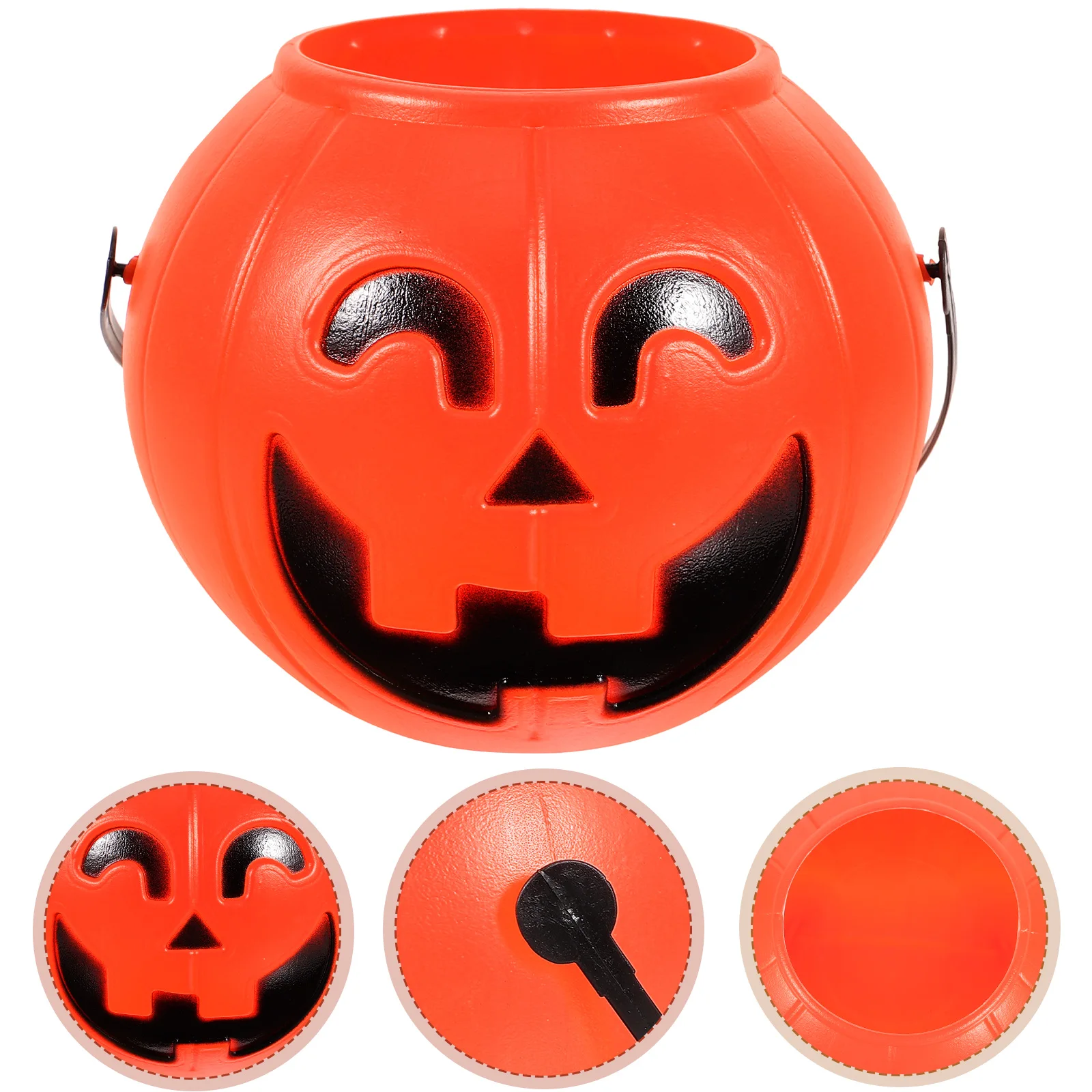 

17 Cm Pumpkin Bucket Orange Candy Bowl Kids Large Halloween Buckets Mini Treat Trick Portable Holder for Candies Pail Child