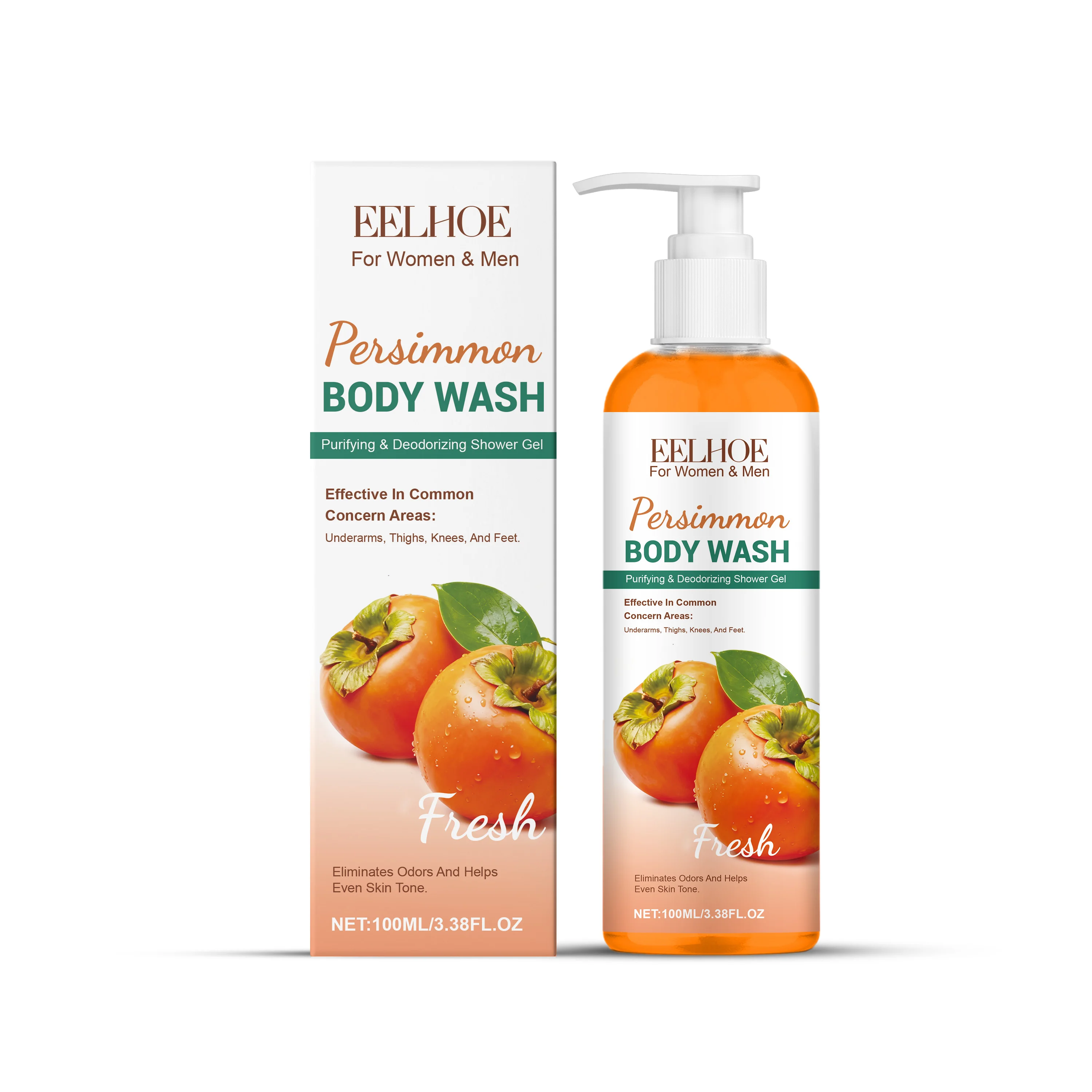 Persimmon Body Wash Elimineren Geur Exfoliërende Langdurige Hydraterende Verfrissende Olie Controle Gladmakende Geur Douchegel