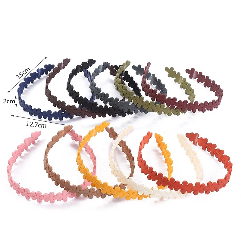 Fashion All-match Acrylic Sweet Flower Headband Solid Color Hair Bands for Women Girl Clamp Hair Accessorie for Women Headwear