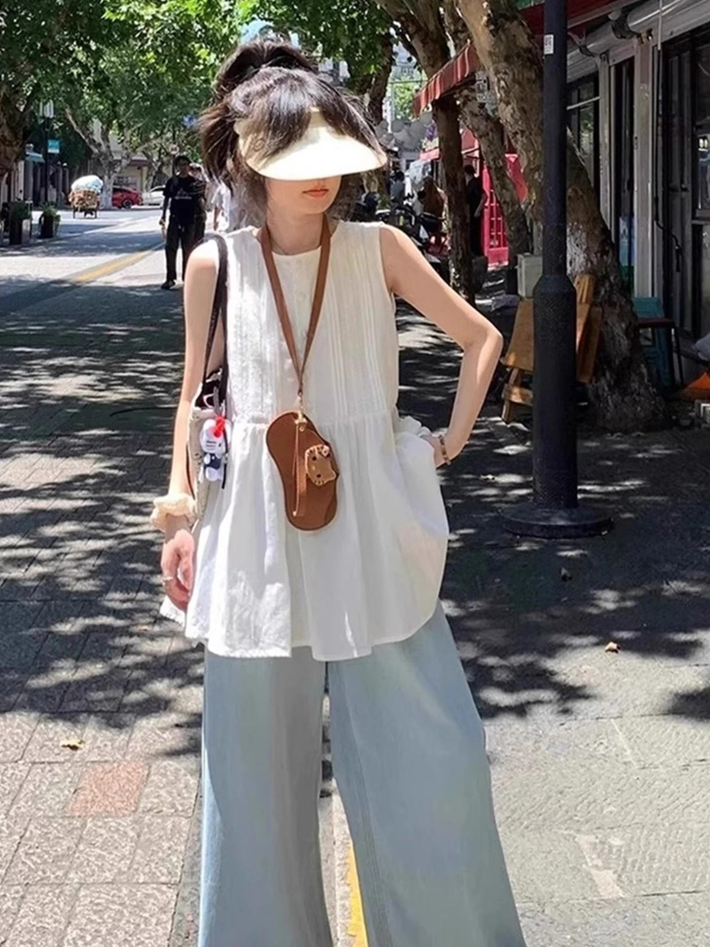 سترة بيضاء مستديرة Ne Svel irt ملابس خارجية صيفية فضفاضة للتخسيس فريدة من نوعها دمية جميلة irt علوية مريحة