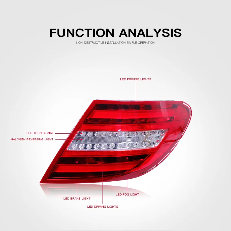 For Mercedes Benz W204 2009 -2013 Car Accessories Animation LED Trailer Light Tail Lamp Rear DRL Signal Automotive Plug And Play