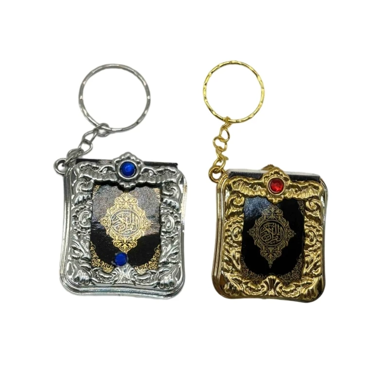 LX0B Islamic Mini Pendant Rings Muslims Keychains Real Paper Can Read Small