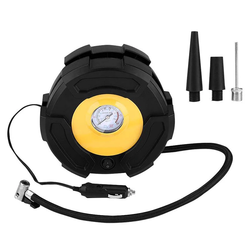 

Car Tire Inflator,12V Portable Car Tire Inflator Air Compressor Pump 100 Psi With 3 Nozzles For Car Bike Ball Boat