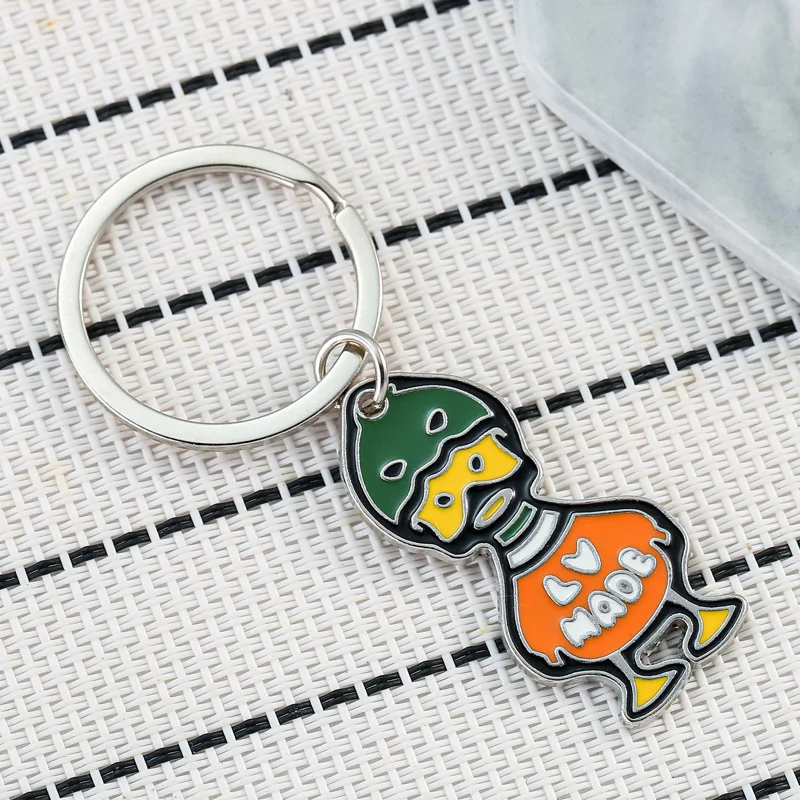 Lovely Enamel Duck Keychain Rings for Women Men Handbag Pendant Cartoon Animal Key Rings Car Key Holder DIY Jewelry Gift