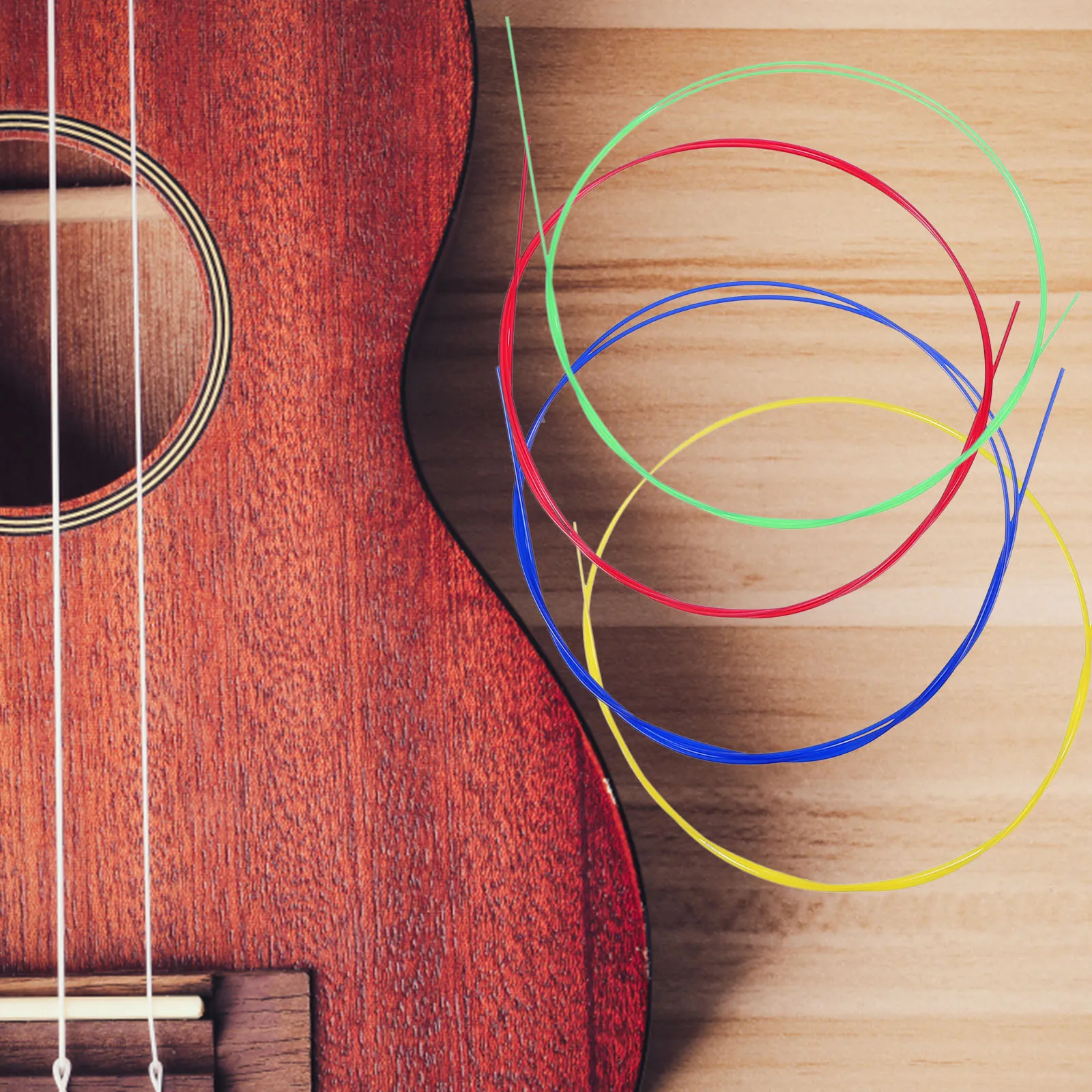 

4Pcs Ukulele Strings U104 Colorful Nylon Set Durable Clear Sound Suitable Beginners Players Musical Instrument Accessories