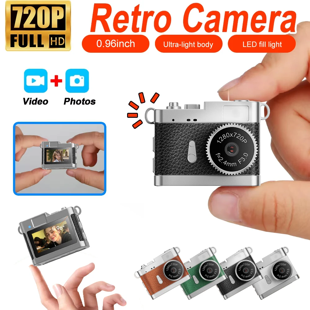 Ourlife Retro Camera 720p Portable Vintage Very Small Camcorder 0.96 Inch Screen CCD Mini Camera Indoor Outdoor Support TF Card