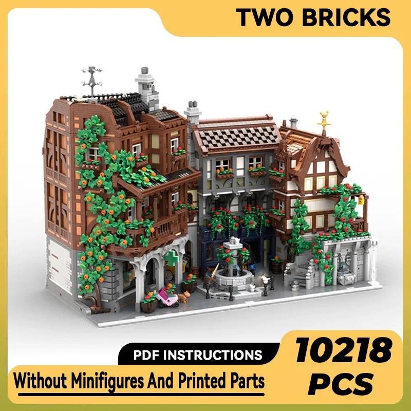 Street View Model Moc Building Bricks Half-timbered Old Town Technology Modular Blocks Gifts Christmas Toys DIY Sets Assembly