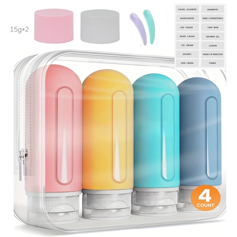 

10pcs 89ml Travel Silicone Bottle Dispensing Leakproof Home Travel Kit Facial Cleanser Cosmetic Container Lotion Storage Bottle