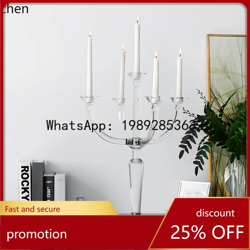 ZT Crystal Glass Candle Holder Wedding Table Decoration Props Holiday Arrangement Candlelight Ornament