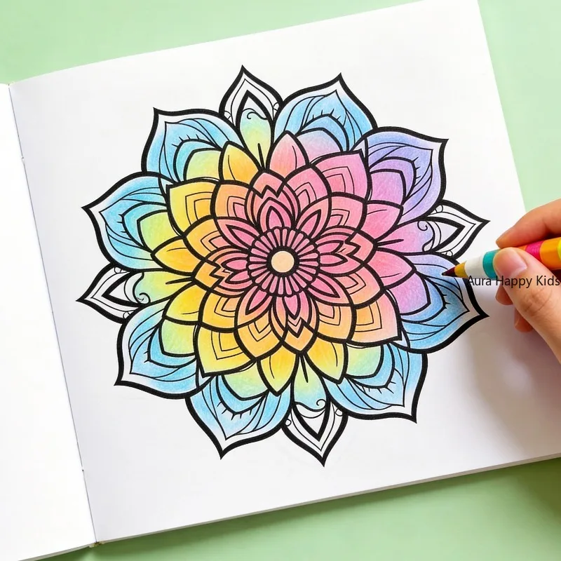 A Healing Lotus Mandala Coloring Book, Multi-layered Gradient Flower Mandala Complex Symmetrical Pattern Coloring Book, 36 Pages