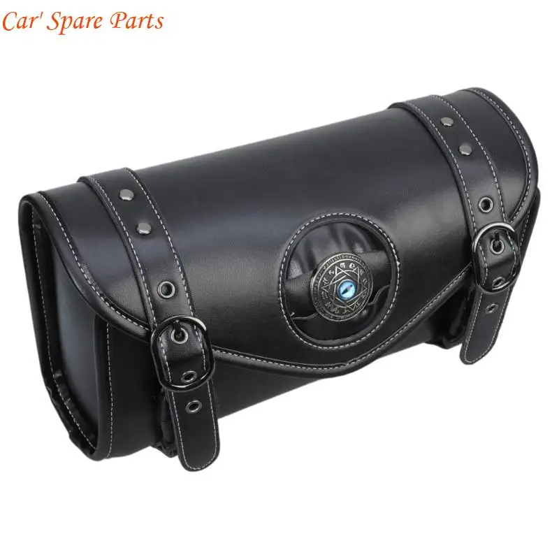 

Y4UA Punk Leather Storage Front Fork Handlebar Bag Tool Bag