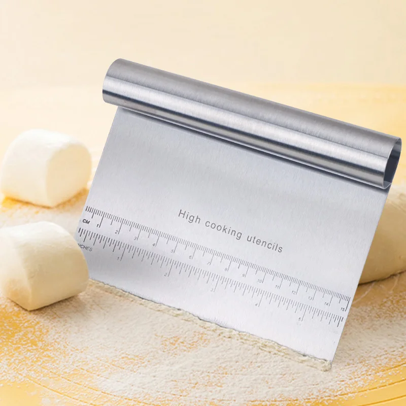 1PCS Stainless Steel Cake Scraper Dough Pastry Cutter DIY Baking Bread Separator Pizza Cutter Kitchen Measuring Cake Spatulas