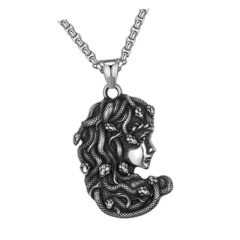 Stainless Steel Ouroboros Snake Necklace Neck Accessory for Modern Gothic E0BF