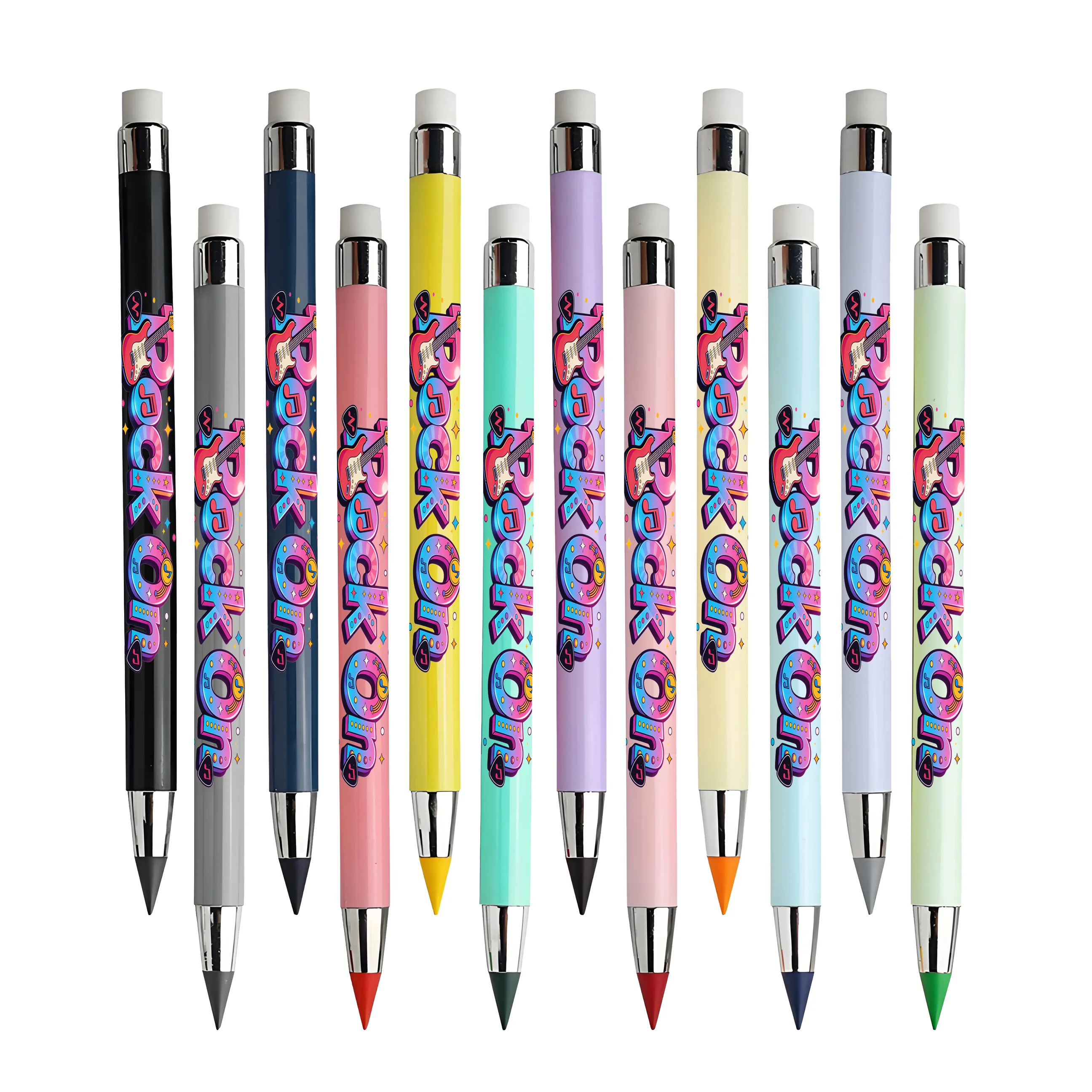 12 pezzi modello a tema musicale matita eterna colore macaron matita difficile da rompere matita per schizzi per studenti.