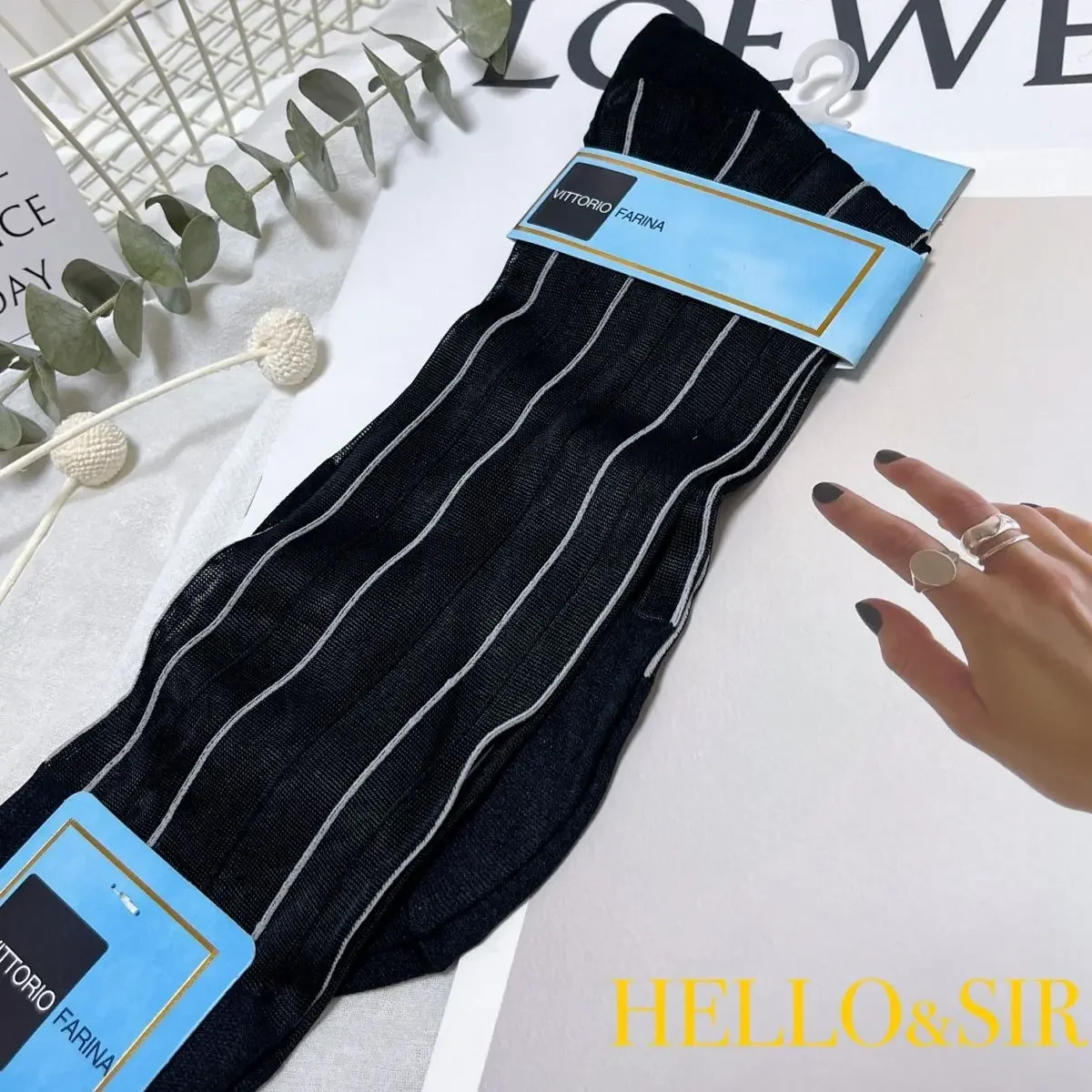 New Stripe Business Socks for Men Sexy Thin Stockings Elastic Transparent Formal Dress High Tube Socks Gifts for Men Sheer Socks