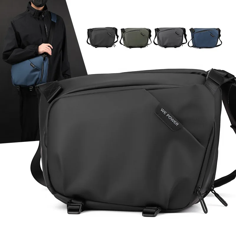 Men's Trendy and Fashionable Shoulder Bag PU Film Waterproof Large Capacity Crossbody Bag Business Travel Commuting Chest Bag