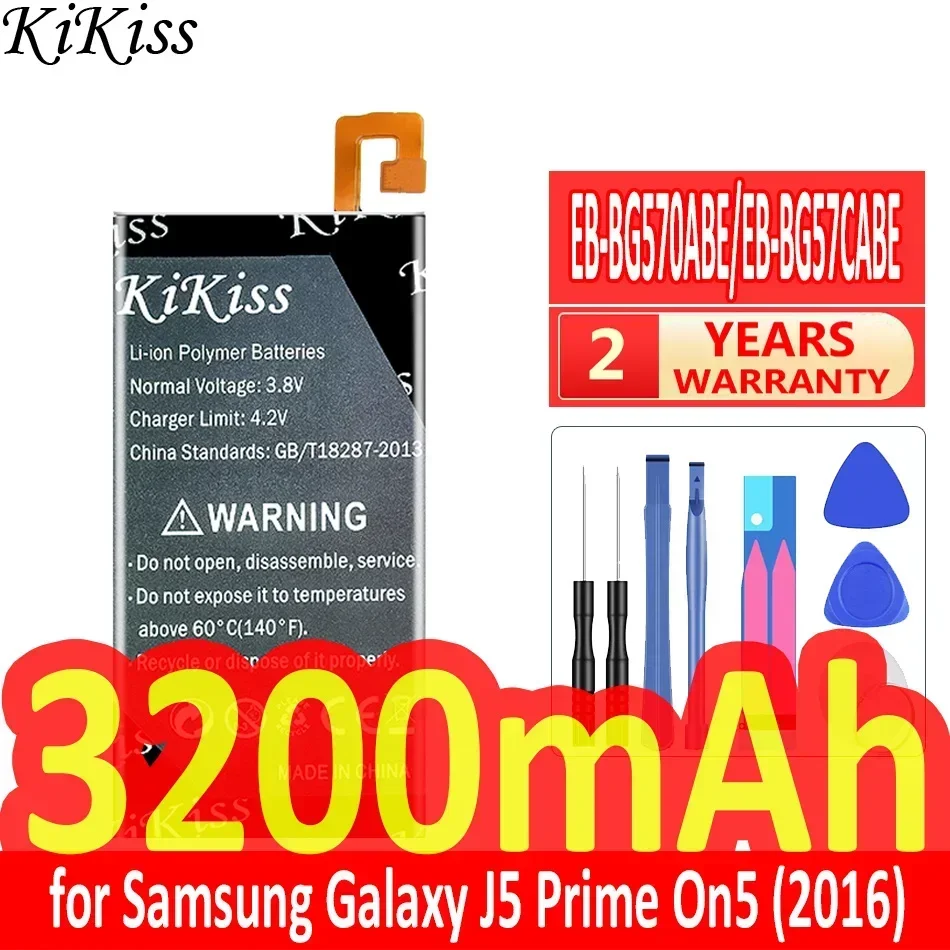 KiKiss Battery 3200mAh EB-BG570ABE/EB-BG57CABE for Samsung Galaxy J5 Prime On5 (2016) G570F G570Y/M G5700