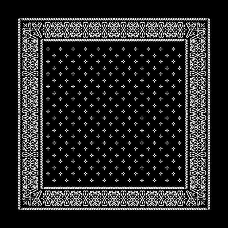 Hip Hop Ice Silk Skull Bandana, Square Scarf, Black and White Paisley, Multifunction Headband for Men and Women, New, 58x58cm