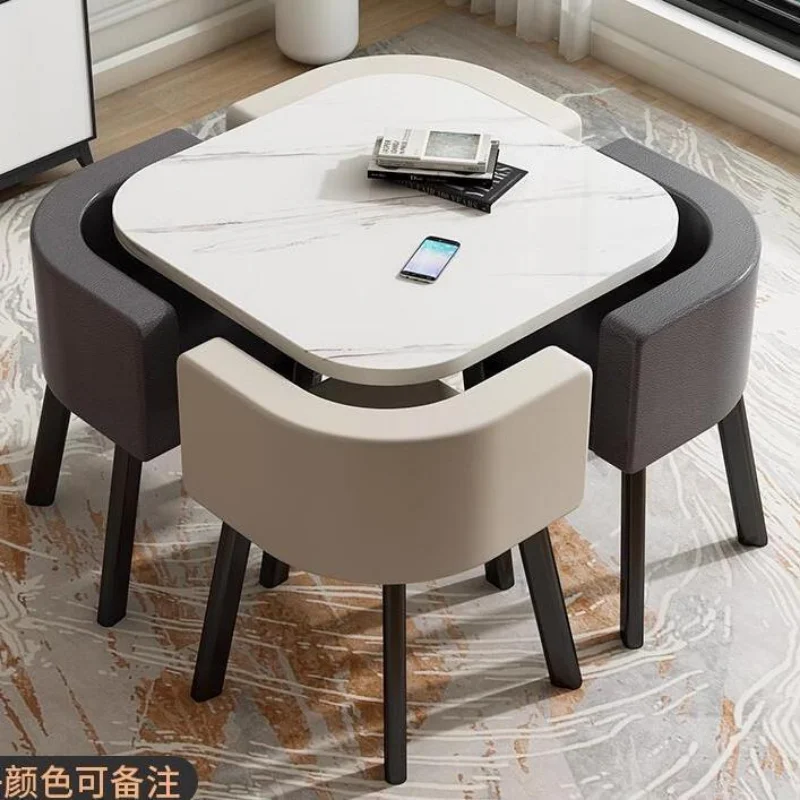 

Desk and Chair for 4 People,Casual Negotiation,Small Round Table,Shop Reception