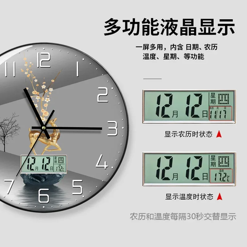 

Modern wall clock Living room with calendar clocks Home fashion wall-mounted silent clock Bedroom simple