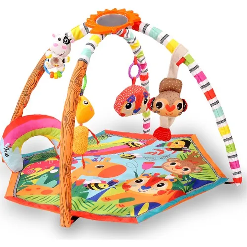 Forest Adventure Play Mats 5*80 TOY HANGER PIPE: 2 PCS SHAPED SOFT PILLOW DİŞLİKLİ ARI HIŞITRILI TIGER ÇINGIRAKLI PLUSH