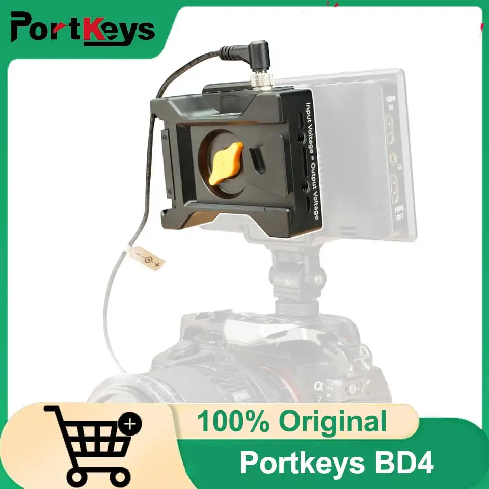Portkeys BD4 Dummy Battery Power Adapter Dual Output for NP-F Monitor and V-Mount for Camera Monitor, Wireless Video Transmitter