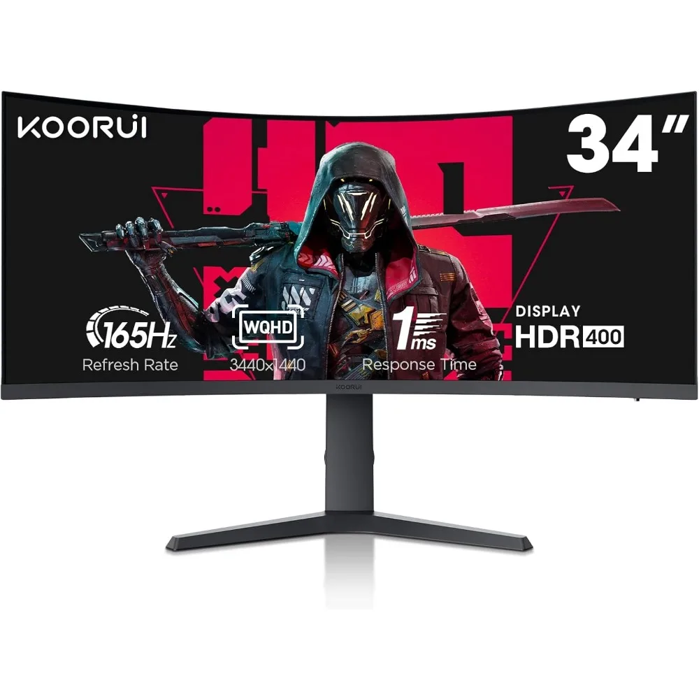 Monitor curvado ultraancho de 34 pulgadas para juegos, 144Hz, 165Hz, 1ms, 1000R, WQHD 3440x1440, 21:9, DCI-P3, 90%, gama de colores