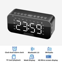 Bluetooth Speaker Digital Alarm Clock Large LED Mirror Screen Electronic Clocks FM Radio Phone Holder Bedroom Office Decorations