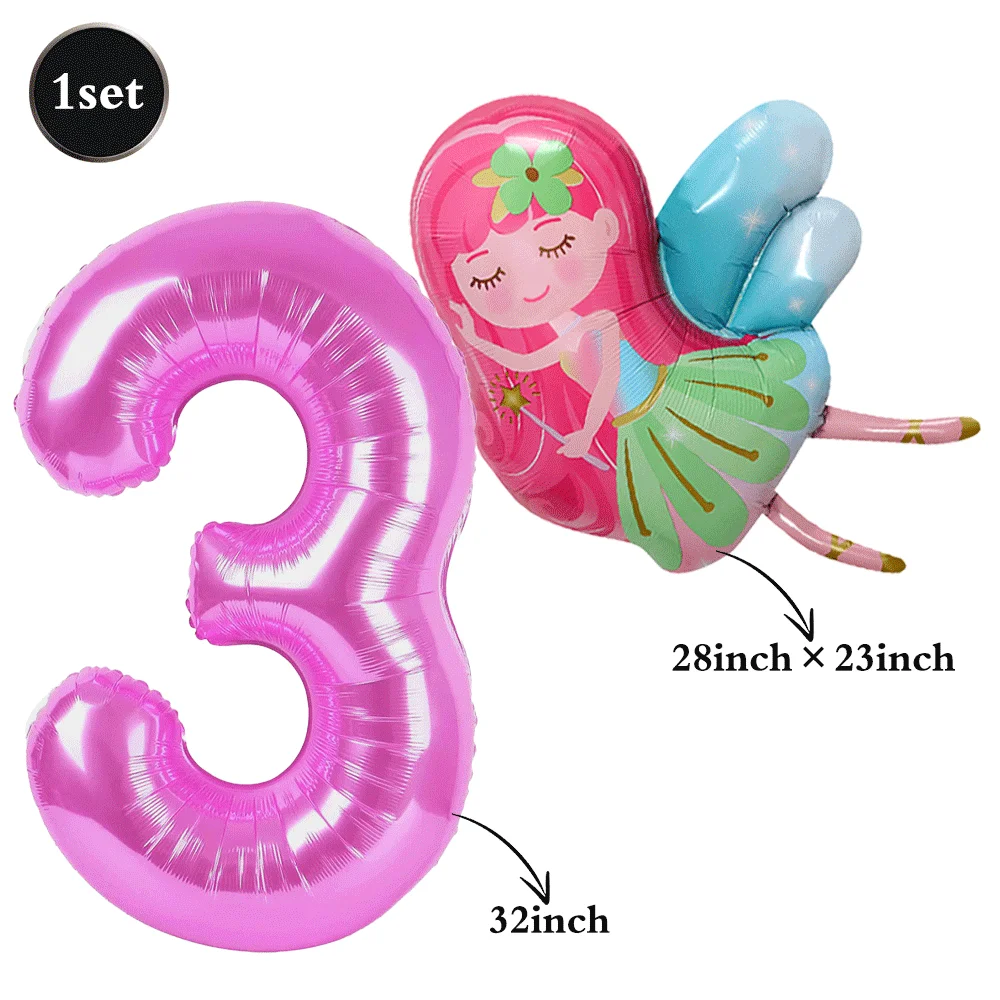 Fairy First Birthday Decorations Plates Napkins Tablecloth Banner Flower Fairy Balloons Enchanted Forest Fairys Party Supplies view 3