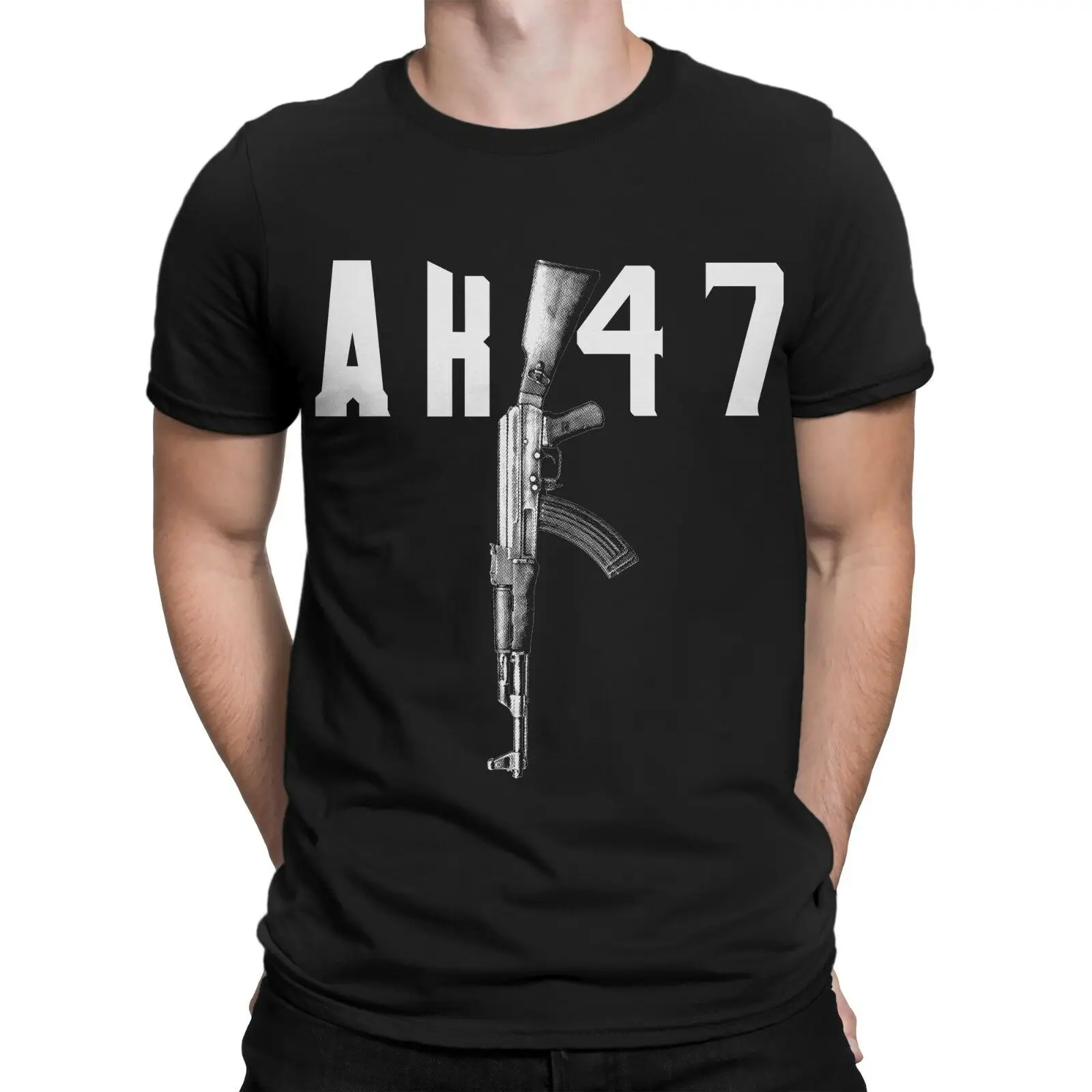 AK47 Gewehr TShirt Russia Mafia Russen Fun Gamer Waffe Gun Waffen Men's 100% Cotton Casual Tshirts Loose Top Size S-3XL