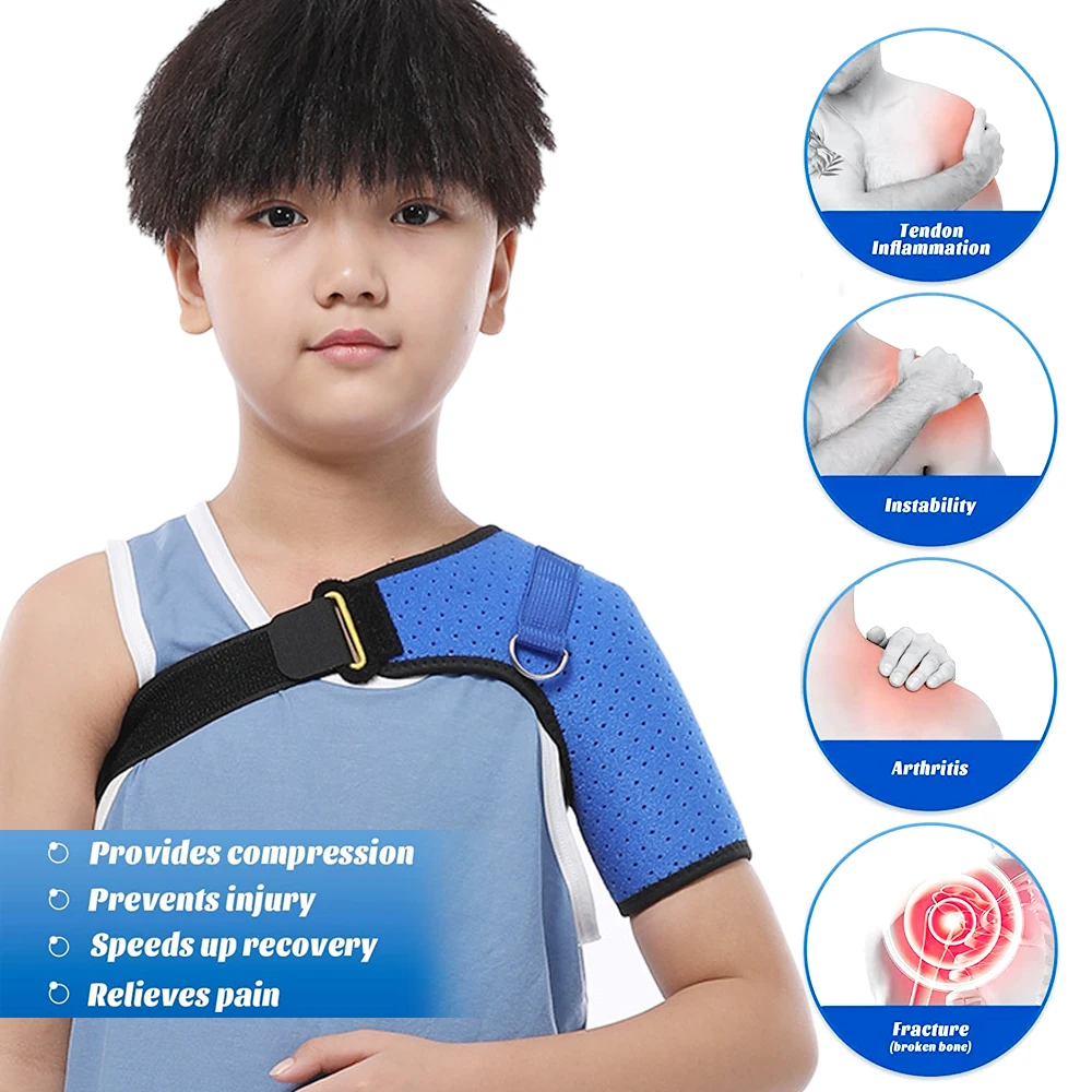 Children Shoulder Compression Support Brace for 4-12 Years Kids Rotator Cuff,Bursitis,Dislocated AC Joint,Labrum Tear,Tendonitis