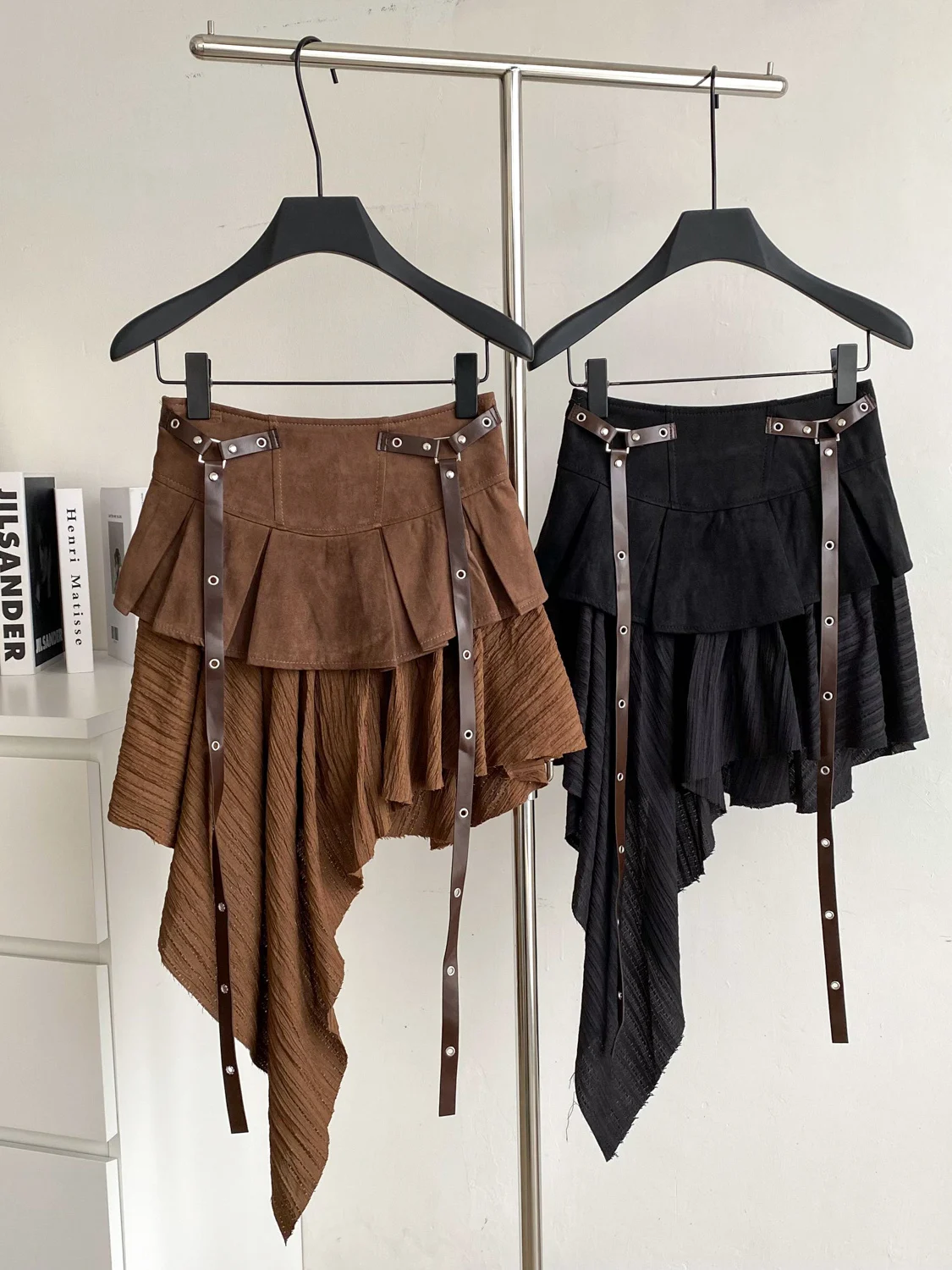 

Asymmetric Hemline Midi Skirt Women's Retro Design Sensation Unique Sle Bell Sve ort Skirt High Waist Polyester Fiber