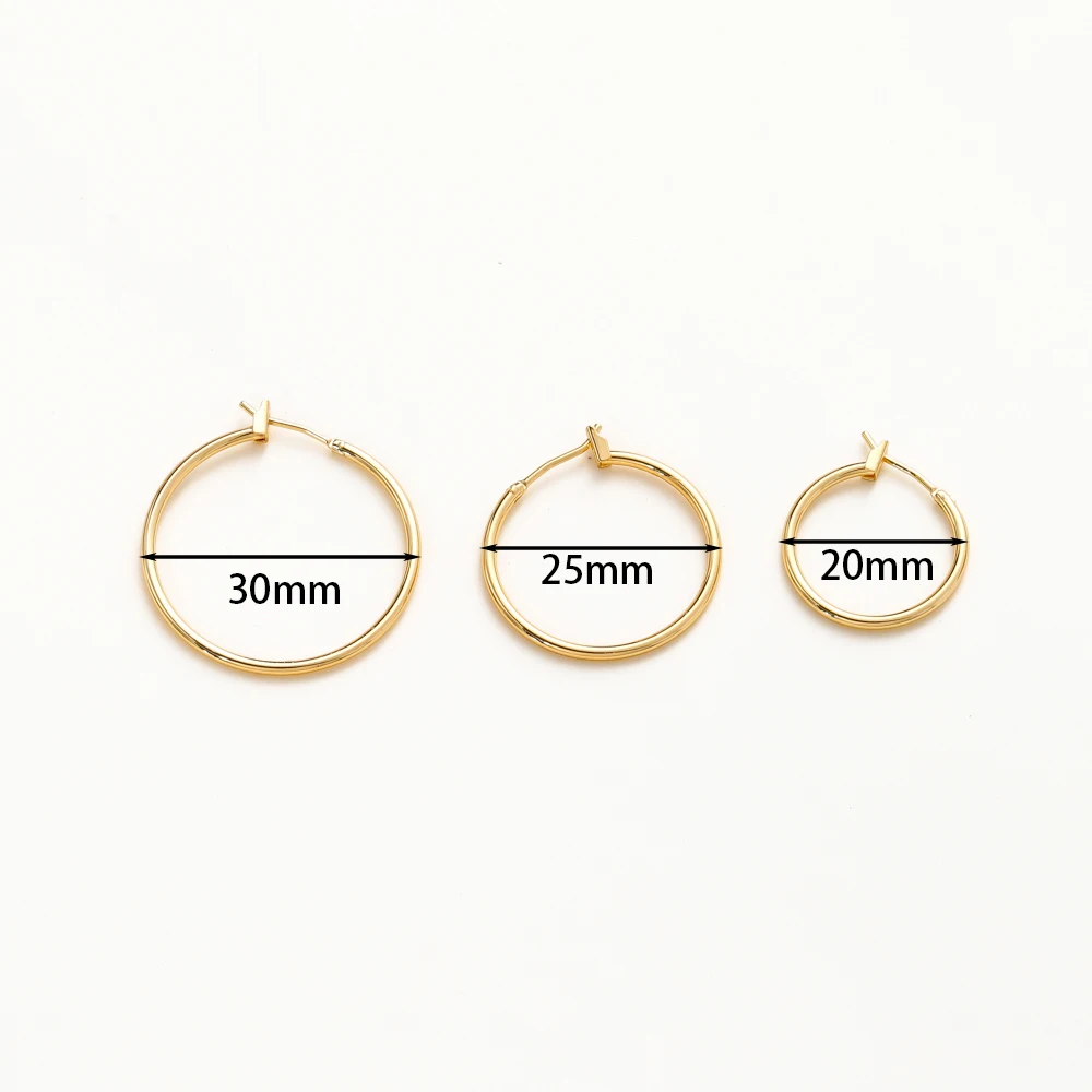 6Pcs/Lot 18K 20/25/30mm Gold Color Plated Brass Big Circle Earrings for Women Korean Fashion Ring Earrings Jewelry Accessories