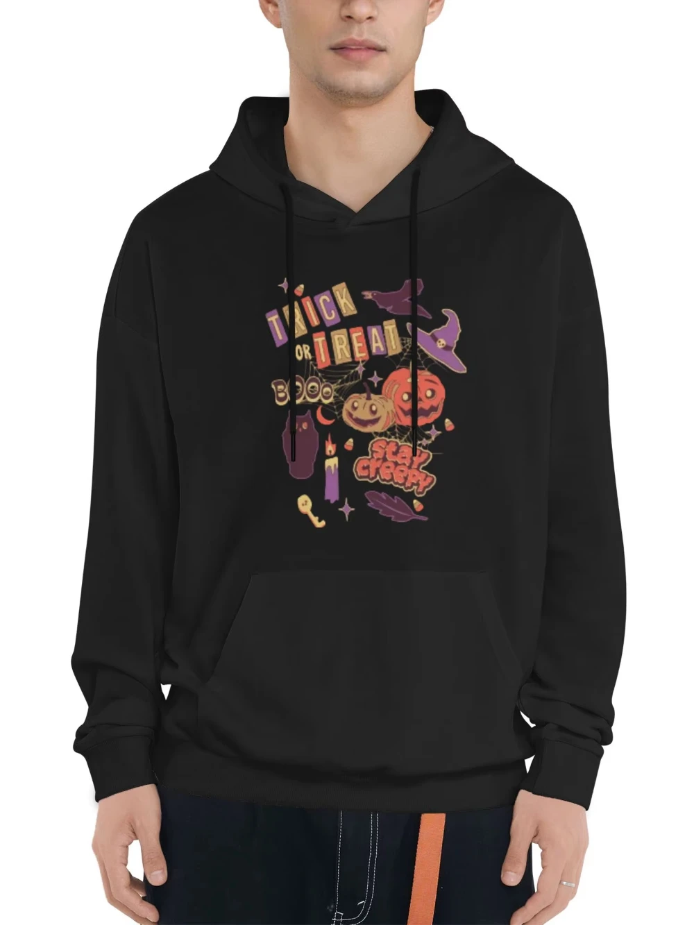2026 Winter New Men's Halloween Printed Hoodie, Casual Loose Hooded Sweatshirt, Daily Casual and Party Outfit Comfortable Hoodie