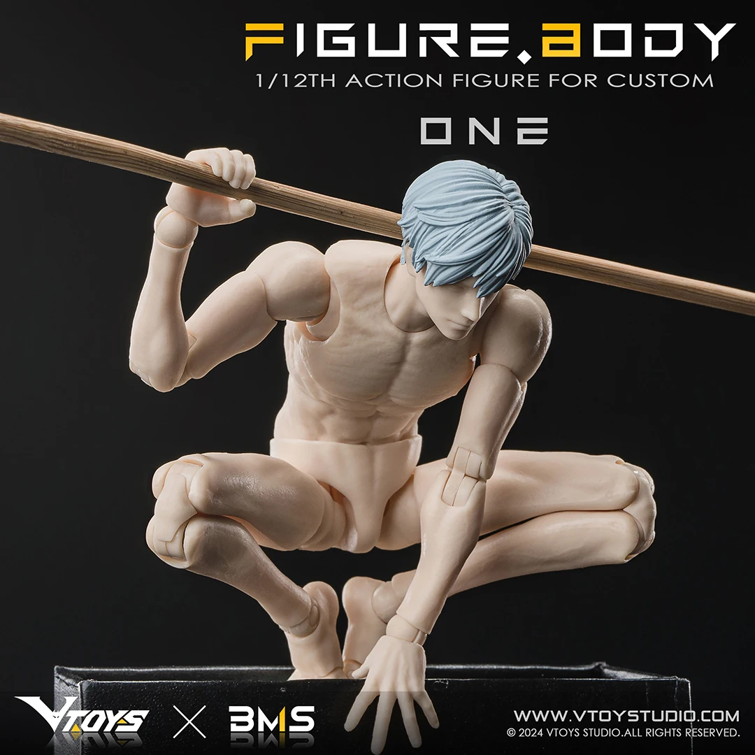 VTOYS X BMS VB002 VB003 1/12 สเกลซุปเปอร์ยืดหยุ่นชายกล้ามเนื้อข้อต่อสีขาวสีเหลือง 16.5 ซม.แอ็คชั่นฟิกเกอร์ข้อต่อตุ๊กตา