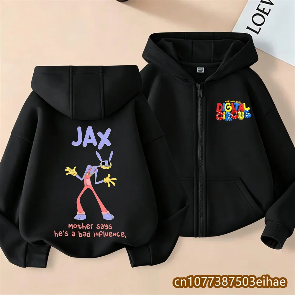 Y2K Kids Magical Number Circus Hooded Pullover Jacket Cartoon Print Spring Autumn Oversize Long Sleeve Boys Girls Outer Gift