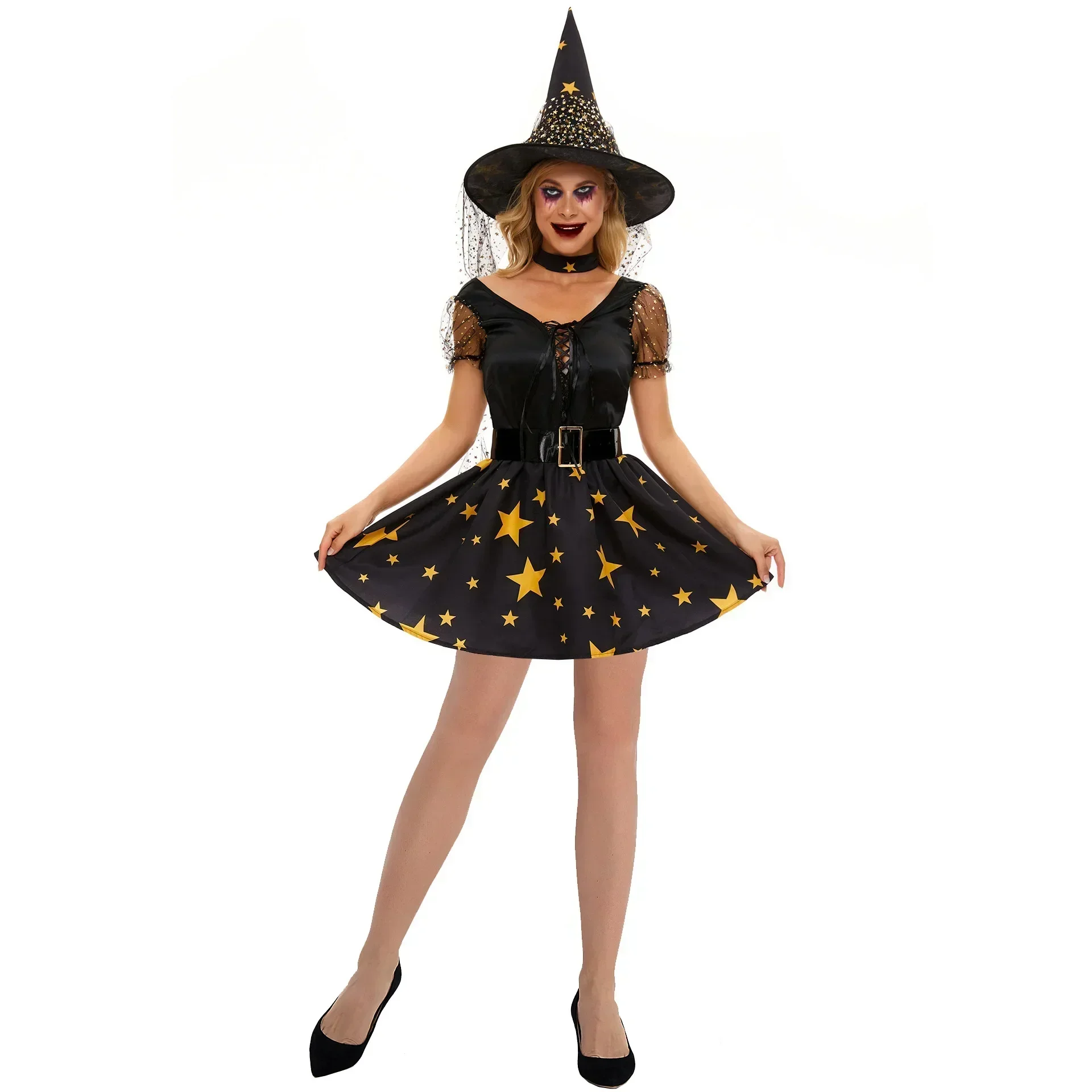 Carnival Halloween Lady Witch Costume Magic Sorceress Cosplay Fancy Party Dress