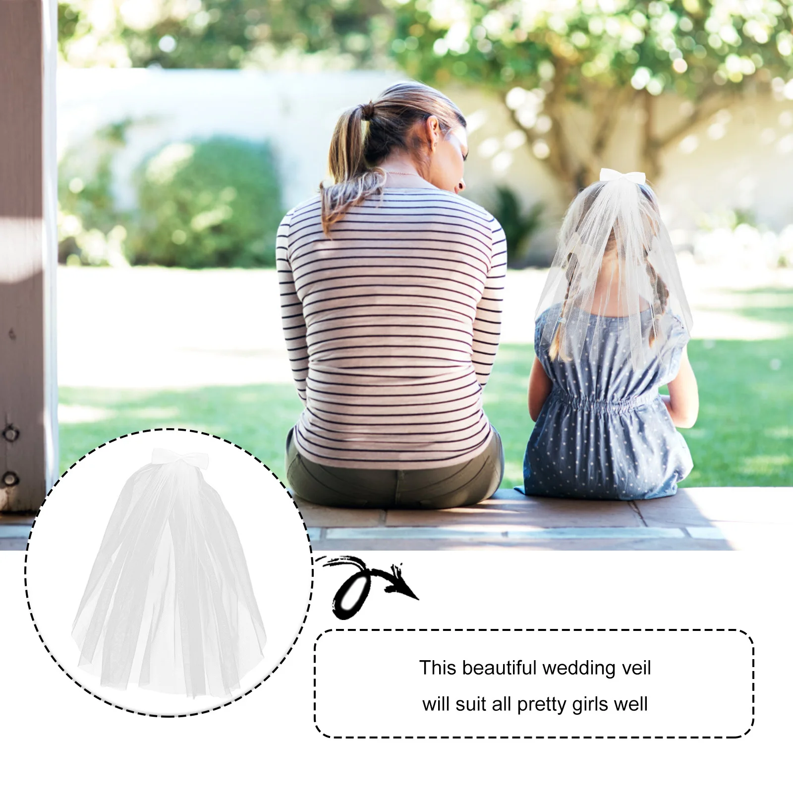 

1Pcs Wedding Veil Eye-Catching Bowknot Design Resistant Veil for Weddings Parties Cosplay