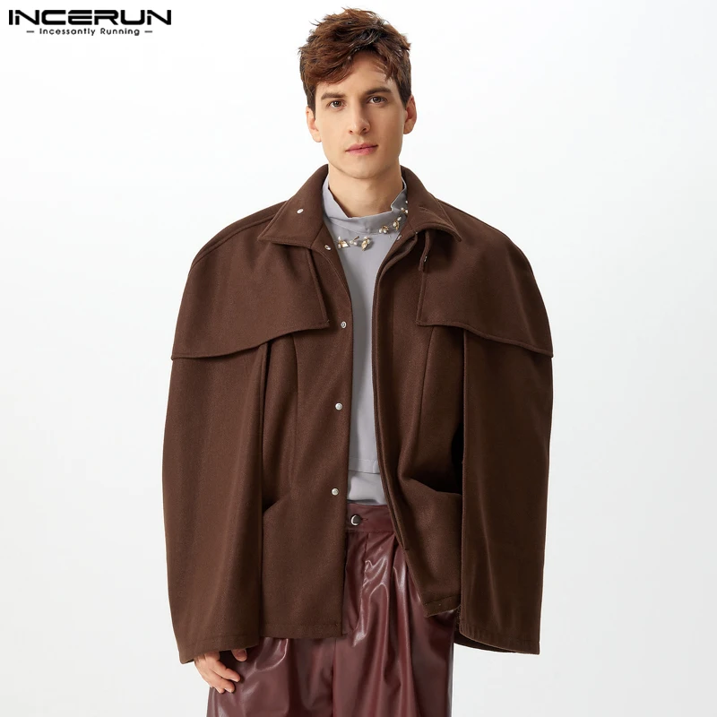 2024 INCERUN Men Casual Long Sleeve Cloaks Solid Color Bat Sleeve Trench Lotu Leaf Slice Fashion Elegant Loose Jackets S-5XL