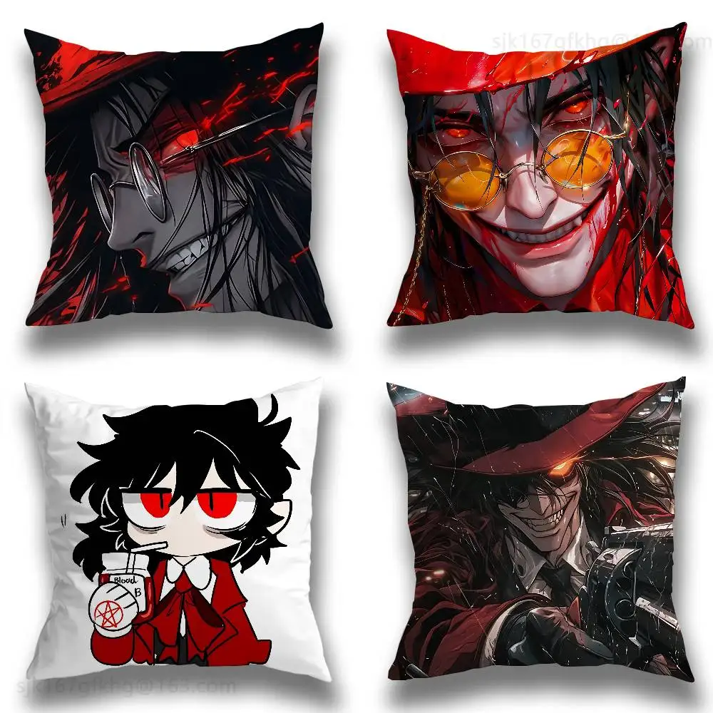 

Alucard H-Hellsing Pillow Case Anti-dustmite Pillowcase Invisible zipper silky short plush Sofa cushion cover